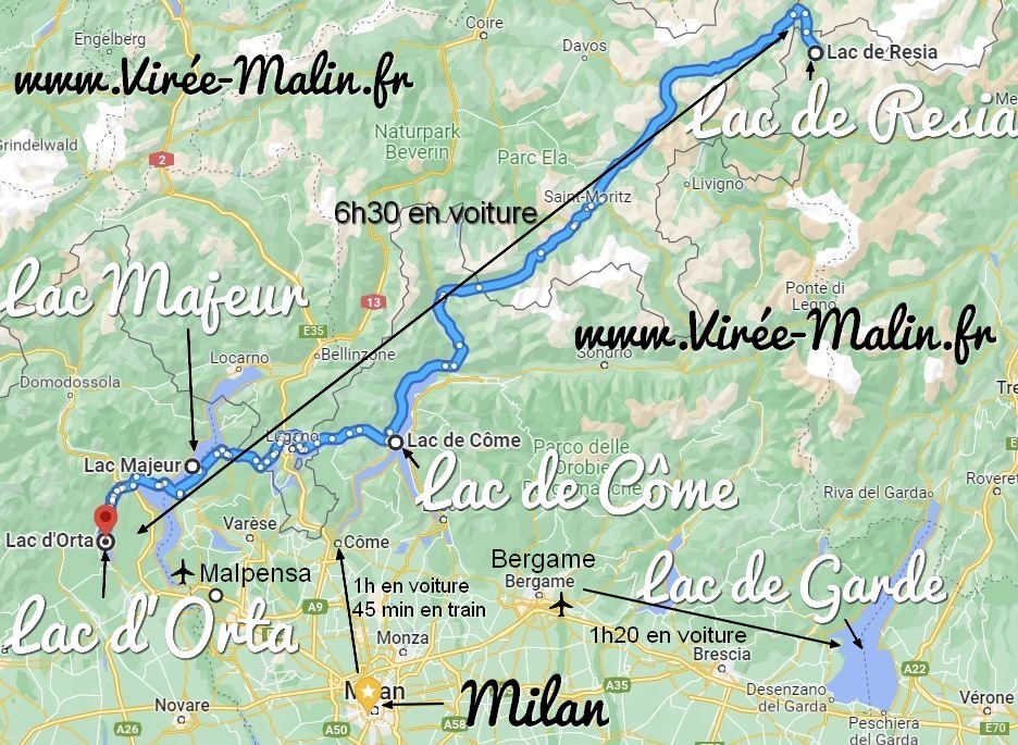 Carte-Road-Trip-Italie-Nord-et-Lac-depuis-Bergame-Malpensa-aeroport