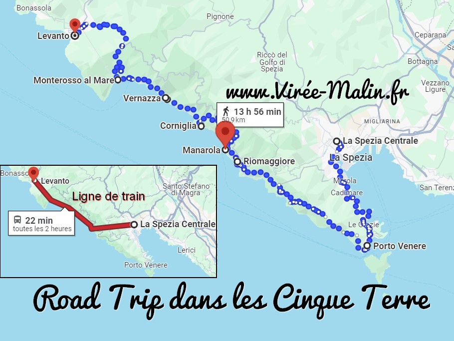 Carte-Road-Trip-de-Gene-vers-Cinque-Terre