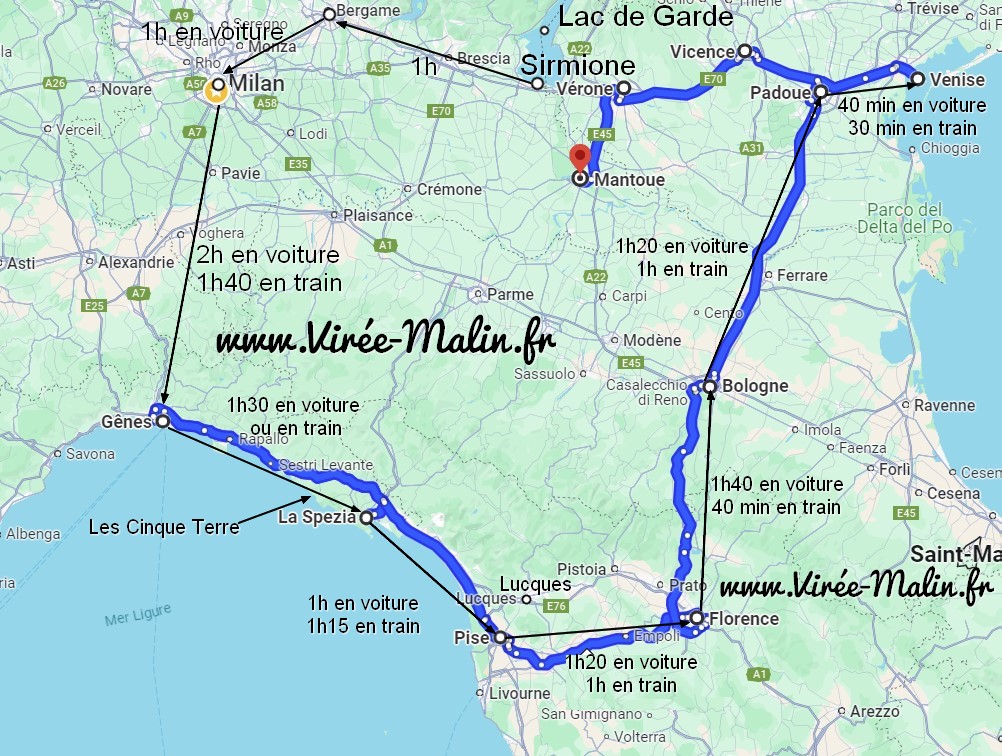 itineraire-Road-Trip-Milan-Cinque-Terre-Pise-Florence-Bologne-Venise-Padoue-Mantoue-Vicence-Bergame